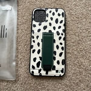 Walli Case iPhone 11 Dalmatian Dots - Black White Green Loop Phone Case